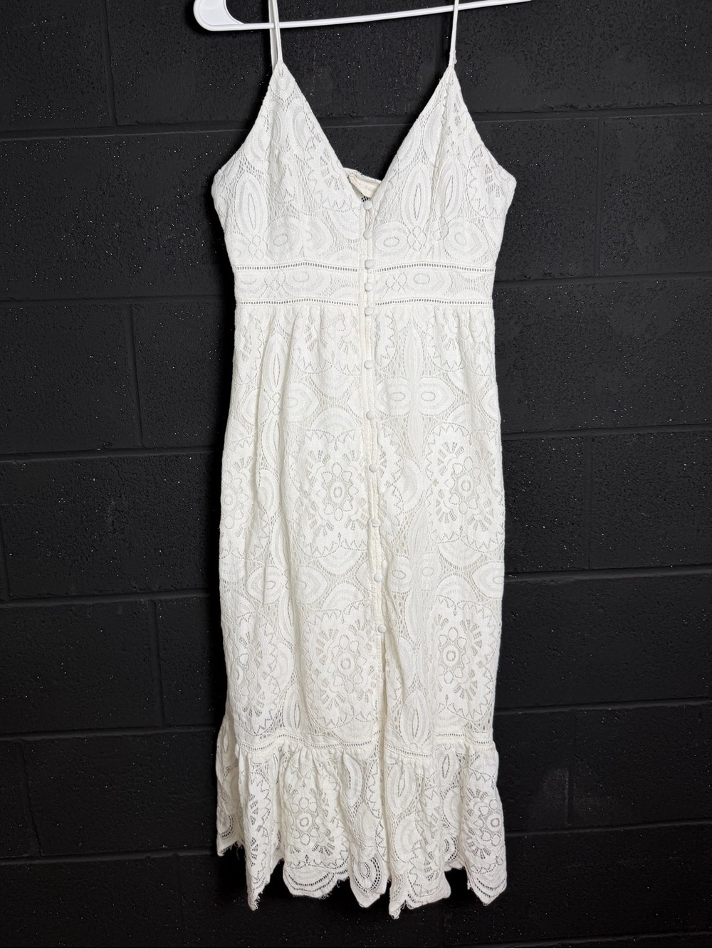 Altar'd State White Lace Spaghetti-Strap Midi Dress - Small
